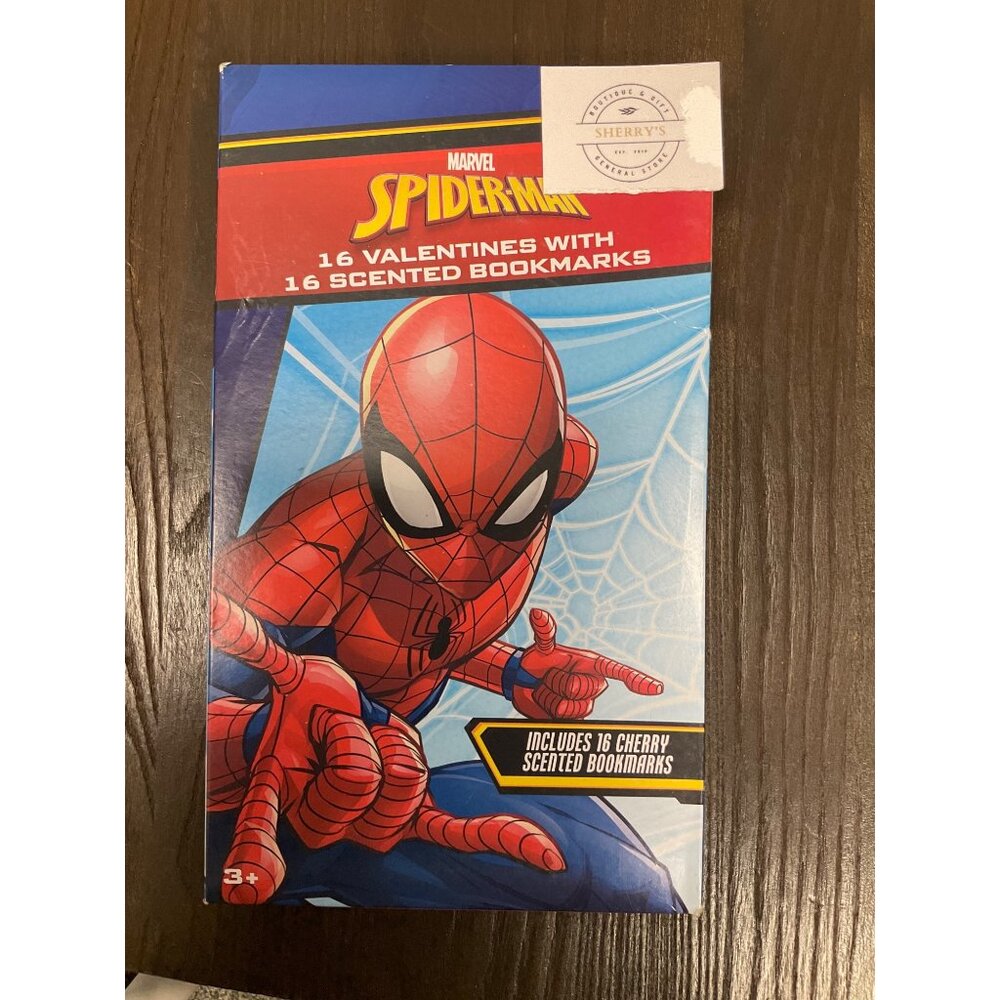 Marvel Spider-Man 16 Valentines With Scented Bookmarks Cherry Scent (Box not inc